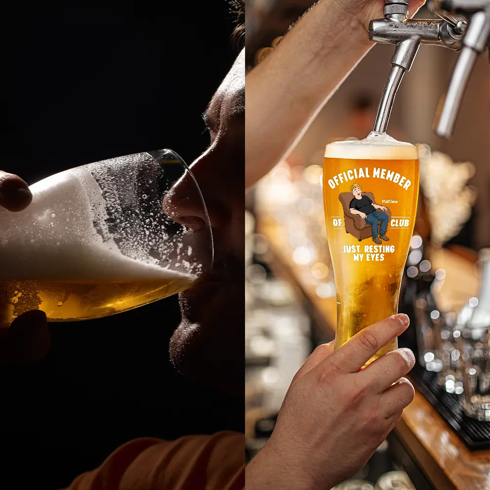 Gift For Father,Gift For Grandpa,Gift For Men,Non-Eng,Vector,Humorous - I'm Just Resting My Eyes - Personalized Pilsner Glass