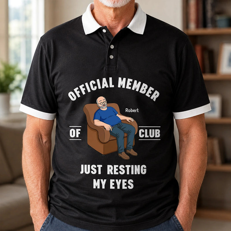 Gift For Father, Humorous, Vector - I'm Just Resting My Eyes - Personalized Polo Shirt