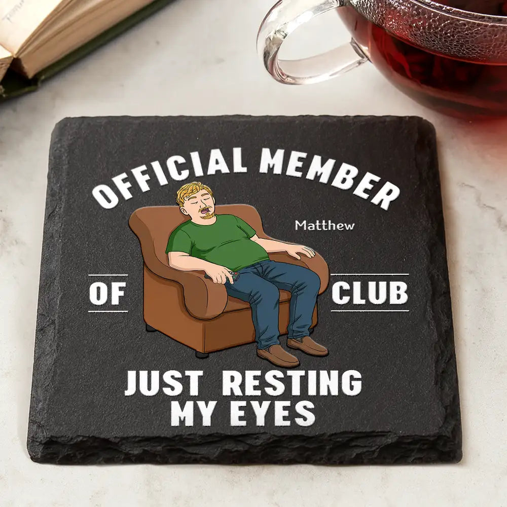 Gift For Father,Gift For Grandpa,Gift For Men,Non-Eng,Vector,Humorous - I'm Just Resting My Eyes - Personalized Slate Coaster