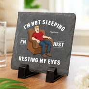 Gift For Father,Gift For Grandpa,Gift For Men,Non-Eng,Vector,Humorous - I'm Just Resting My Eyes - Personalized Slate Coaster