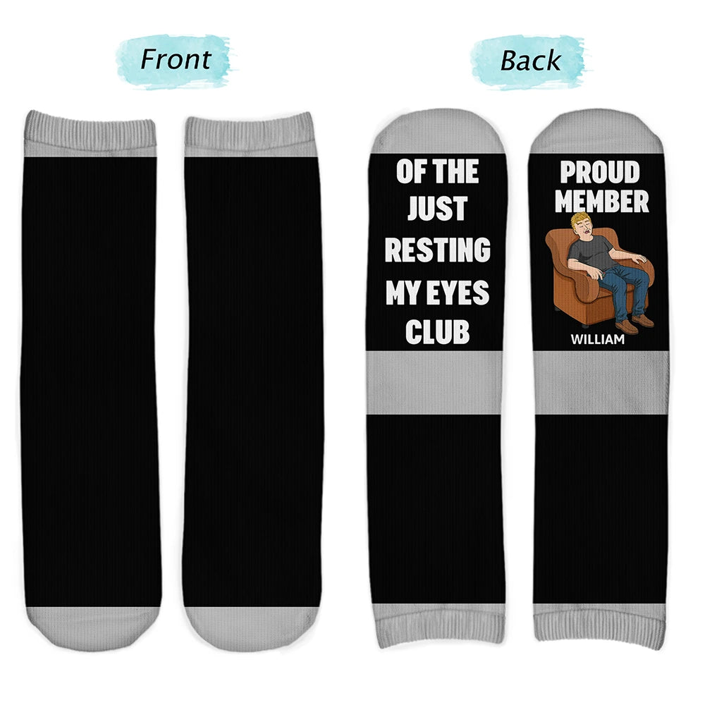 Gift For Father,Gift For Grandpa,Gift For Men,Non-Eng,Vector,Humorous - I'm Just Resting My Eyes - Personalized Socks