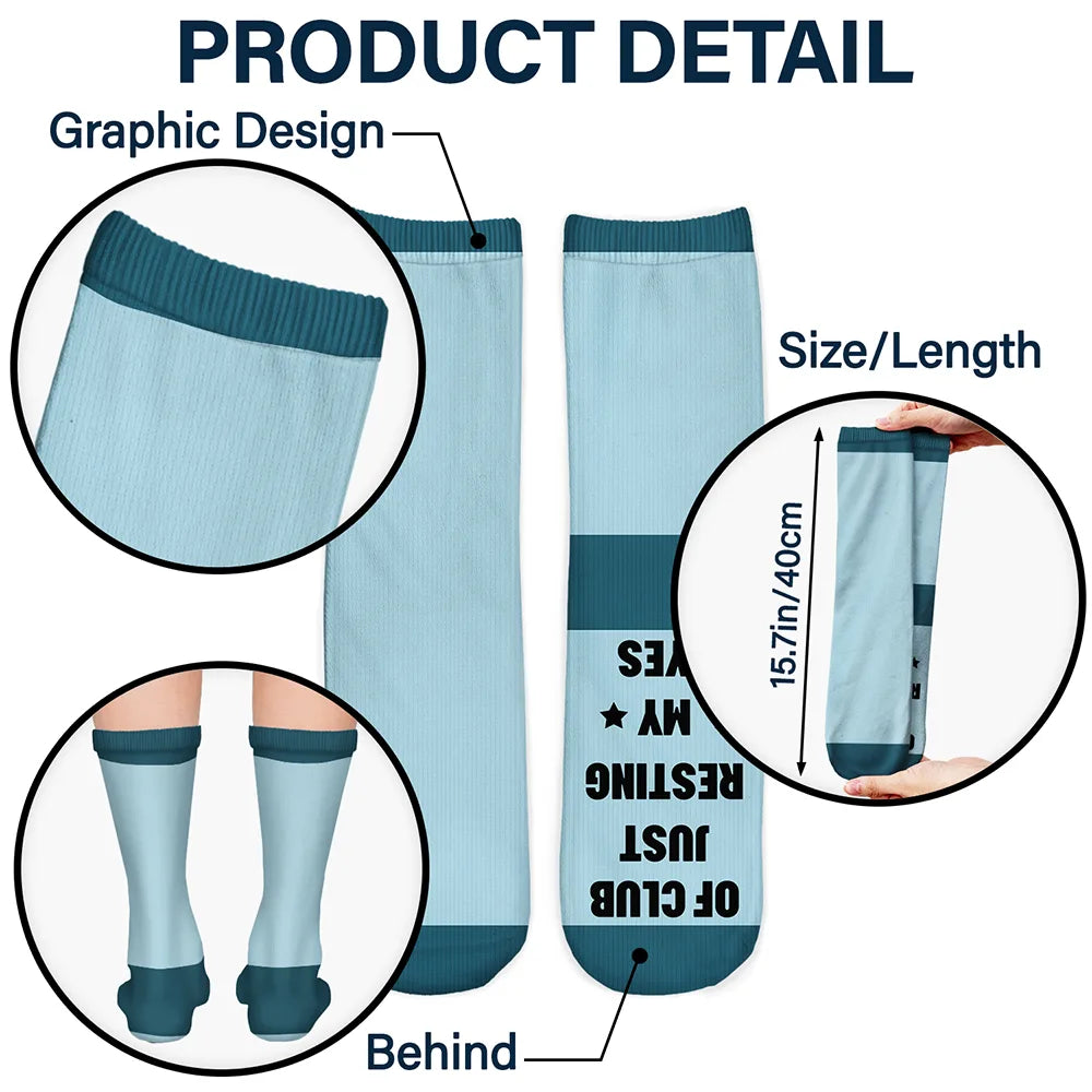 Gift For Father,Gift For Grandpa,Gift For Men,Non-Eng,Vector,Humorous - I'm Just Resting My Eyes - Personalized Socks