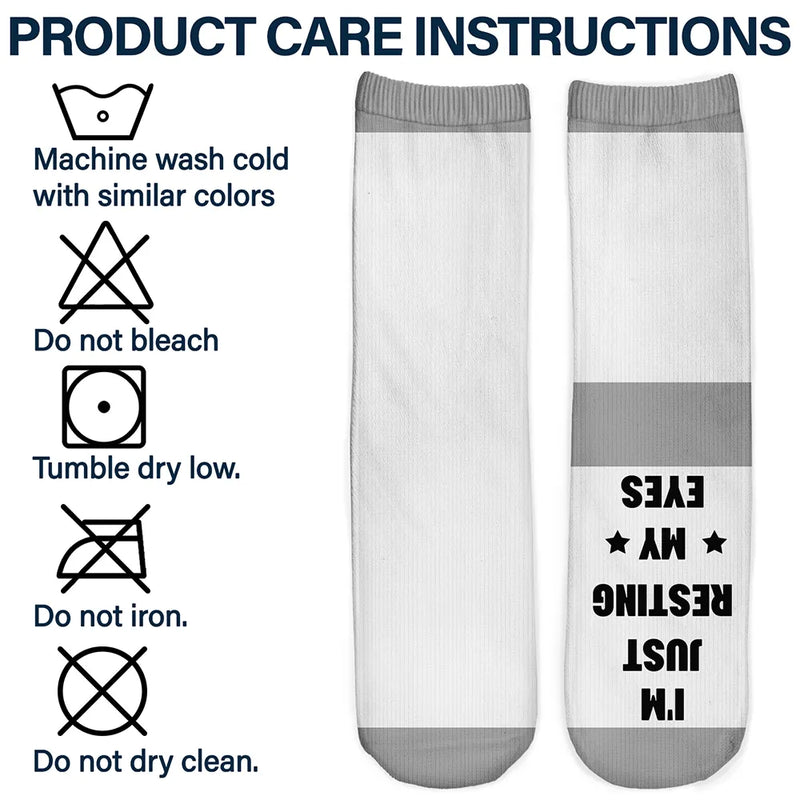 Gift For Father,Gift For Grandpa,Gift For Men,Non-Eng,Vector,Humorous - I'm Just Resting My Eyes - Personalized Socks