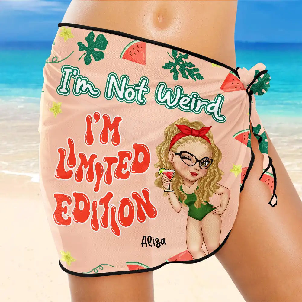 Gift For Yourself,Gift For Women,Summer,Happy,Gift For Bestie,Gift For Girlfriend,Gift For Wife - I'm Not Weird I'm Limited Edition Tropical Fruit - Personalized Short Sarong Swimwear Cover Ups