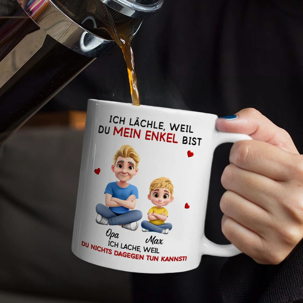 Dad - Daughters (Adult),Dad - Daughters (Young),Gift For Daughter,Happy,German,Top Market,Non-Eng,Vector - Ich Lächle Weil Du Meine Tochter Bist - Personalisierte Tasse