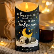 Dog Lovers,Dog Mom,Dog Dad,Gift For Women,Gift For Men,Christmas,Sad - If Love Could Have Saved You Memorial Dog Sleeping - Personalized Flameless LED Candle