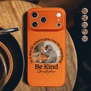 Punch Monkey, Gift For Yourself, Love, Gift For Bestie, Gift For Women, Gift For Men - In A World Where You Can Be Anything Be Kind - Personalized Leather Phone Case