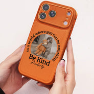 Punch Monkey, Gift For Yourself, Love, Gift For Bestie, Gift For Women, Gift For Men - In A World Where You Can Be Anything Be Kind - Personalized Leather Phone Case