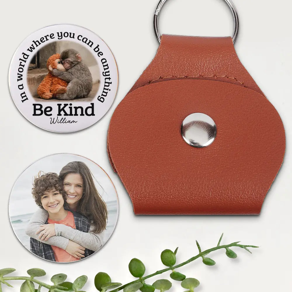 Punch Monkey,Gift For Yourself,Love,Gift For Bestie,Gift For Women,Gift For Men - In A World Where You Can Be Anything Be Kind - Personalized Leather Pocket Hug