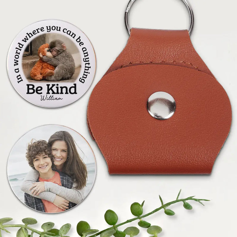 Punch Monkey,Gift For Yourself,Love,Gift For Bestie,Gift For Women,Gift For Men - In A World Where You Can Be Anything Be Kind - Personalized Leather Pocket Hug
