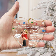 Love,Gift For Couples,Gift For Husband,Gift For Wife,Gift For Boyfriend,Gift For Girlfriend,Christmas - In Case I Don't Say It Enough 3D Kissing Couples - Personalized Heart Shaped Glass Ornament