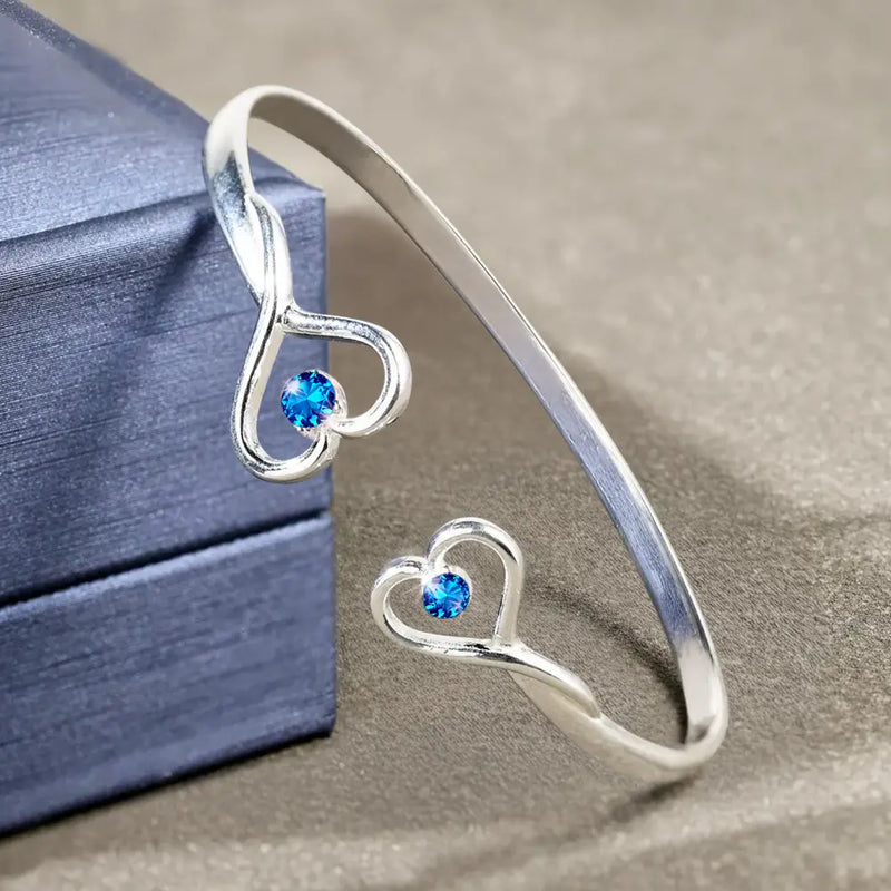 In Case You Need A Little Reminder - Personalized Gem Heart Cuff Bracelet