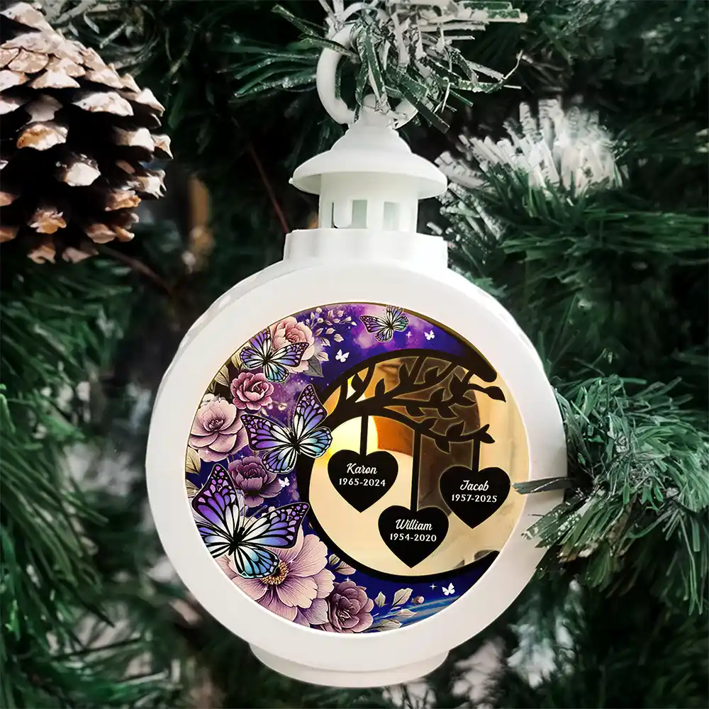 Memorial,Christmas,Sad - In Loving Memory - Personalized Candlelight Lantern Ornament