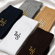 Gift For Husband, Romantic, Gift For Couples, Wedding, Intertwined Monogram - Monogram Intertwined Initials Couple - Personalized Embroidered Socks