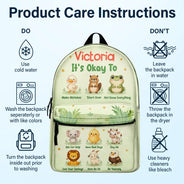 Gift For Kids, Back To School - It's Okay To Animals - Personalized Canvas Backpack