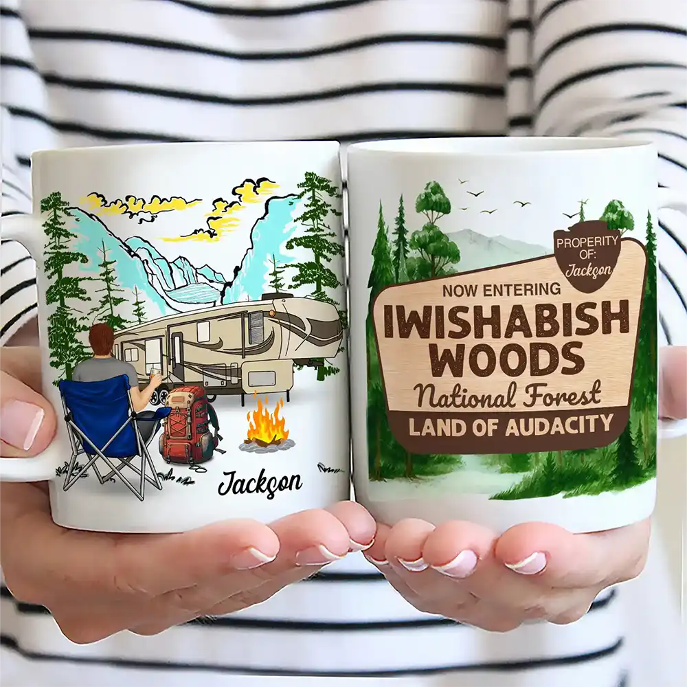 Camping, Campsite, Funny - Iwishabish Woods Camping - Personalized Mug
