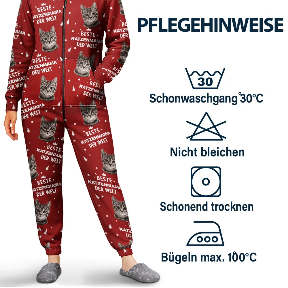 Dog Lovers,Dog Mom,Dog Dad,Dog Couple,Cat Lovers,Cat Mom,Cat Dad,Cat Couple,Pet Lovers,Pet Mom,Pet Dad,Pet Couple - Eigenes Foto Hundebesitzer Und Katzenliebhaber - Personalisierter Unisex-Jumpsuit Mit Kapuze