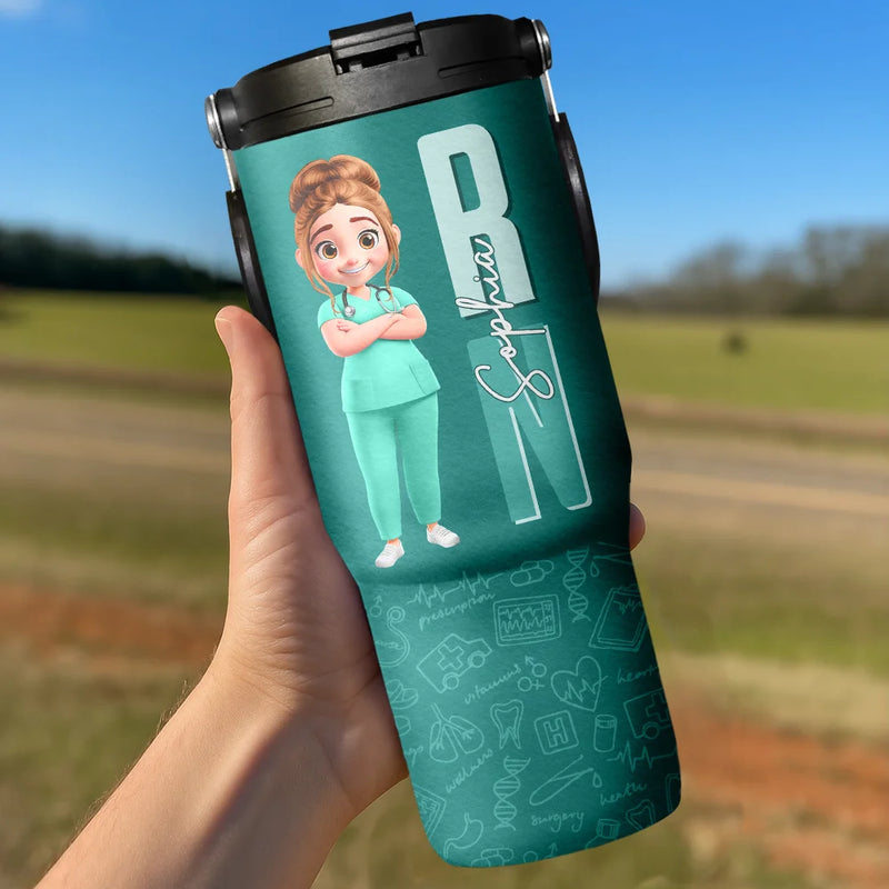 Nurse, Gift For Women, Gift For Men, Happy - Job Title 3D Effect Nurse - Personalized 30oz Tumbler With Handle