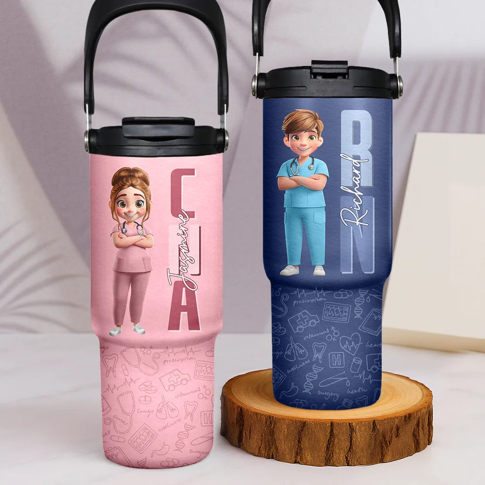 Nurse, Gift For Women, Gift For Men, Happy - Job Title 3D Effect Nurse - Personalized 30oz Tumbler With Handle