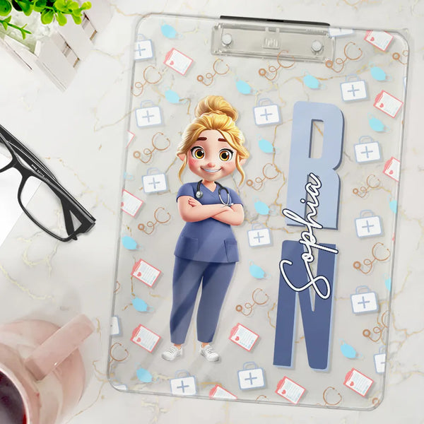 Nurse, Funny - Job Title 3D Effect Nurse - Personalized Acrylic Clipboard