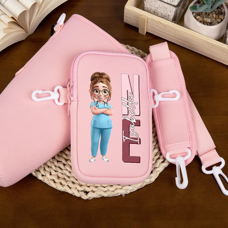 Nurse,Gift For Women,Happy,Gift For Me - Job Title 3D Effect Nurse - Personalized Bottle Carrier Bag
