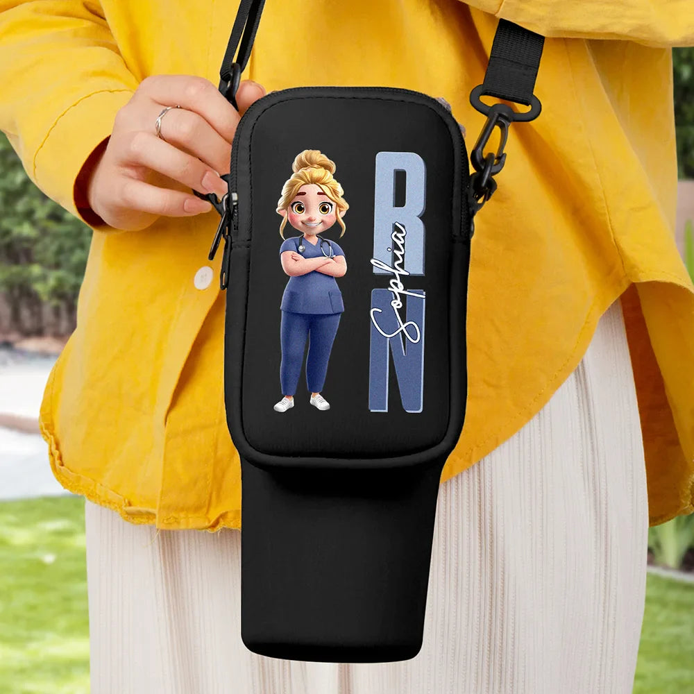 Job Title 3D Effect Nurse - Personalized Bottle Carrier Bag