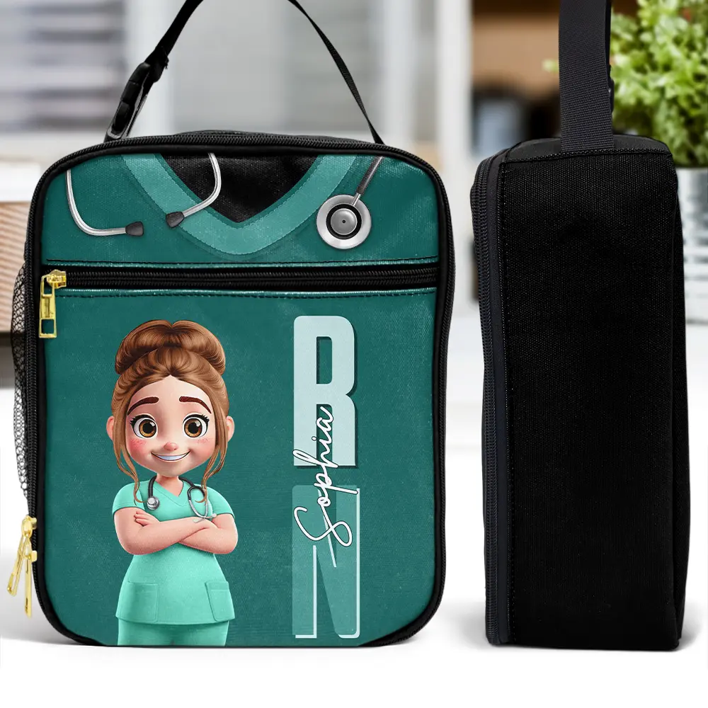 Job Title 3D Effect Nurse - Personalized Kids Lunch Bag