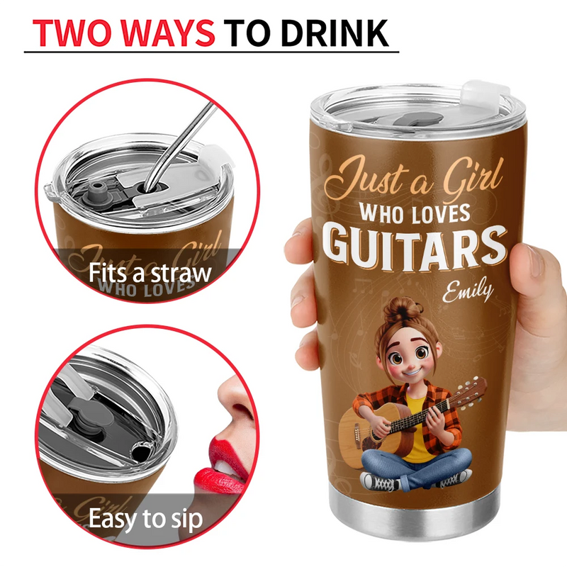Gift For Women,Gift For Men,Gift For Yourself,Happy,Guitar - Just A Boy Who Loves Guitars - Personalized Tumbler