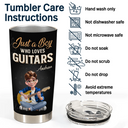 Gift For Women,Gift For Men,Gift For Yourself,Happy,Guitar - Just A Boy Who Loves Guitars - Personalized Tumbler