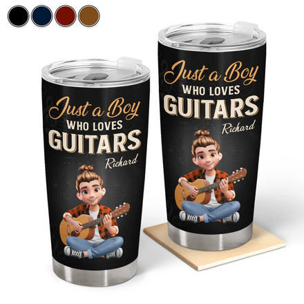 Just A Boy Who Loves Guitars - Personalized Tumbler