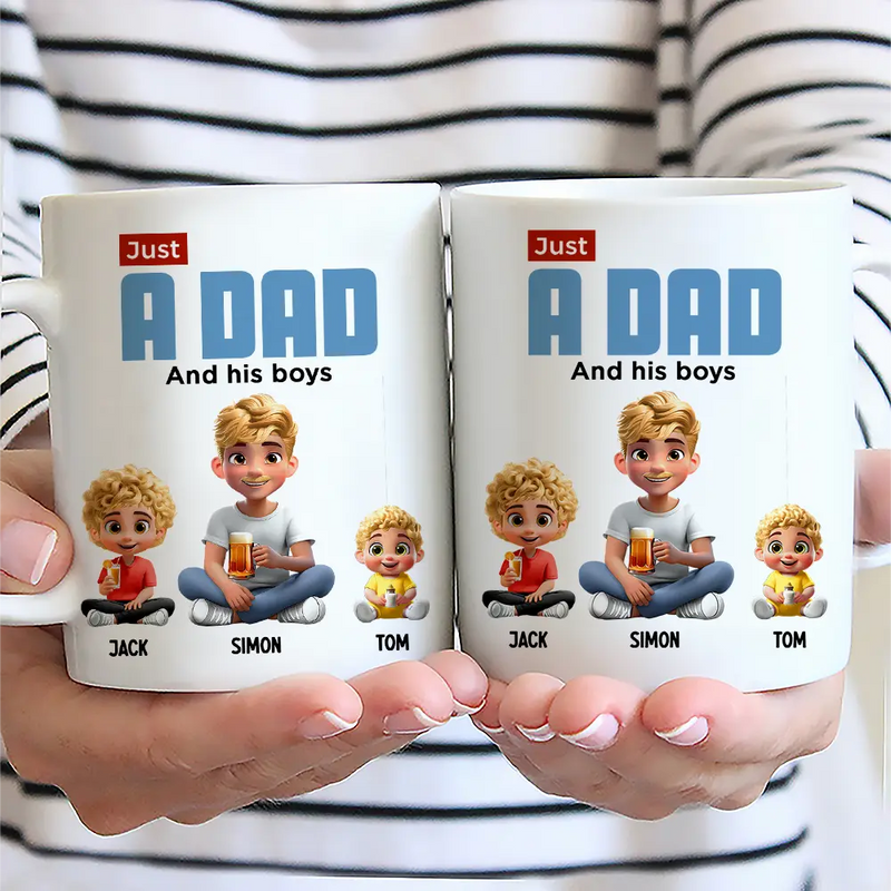 Gift For Father,Dad - Children,Happy - Just A Dad And His Girl 3D Cartoon - Personalized Mug