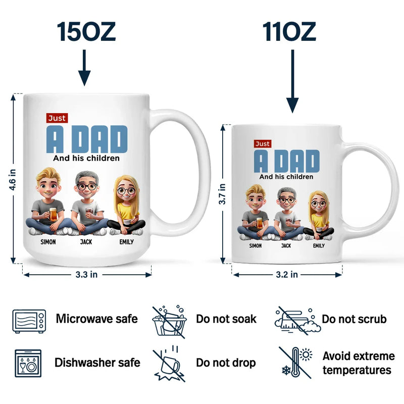 Gift For Father,Dad - Children,Happy - Just A Dad And His Girl 3D Cartoon - Personalized Mug