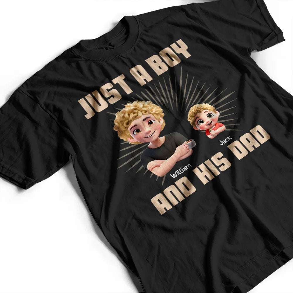 Gift For Father, Happy - Just A Dad And His Girl 3D Effect Crossed Arms - Personalized Father's Day Gift Set