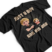 Gift For Father, Happy - Just A Dad And His Girl 3D Effect Crossed Arms - Personalized Father's Day Gift Set