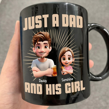 Just A Dad And His Girl 3D Effect Crossed Arms - Personalized Mug
