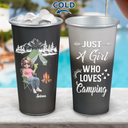 Gift For Yourself, Gift For Women, Camping, Summer, Happy, Gift For Men - Just A Girl Boy Who Loves Camping 3D Effect - Personalized Aluminum Color Changing Cup