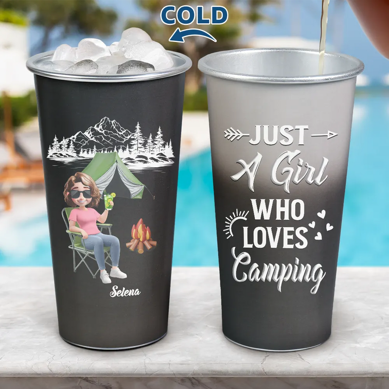 Gift For Yourself, Gift For Women, Camping, Summer, Happy, Gift For Men - Just A Girl Boy Who Loves Camping 3D Effect - Personalized Aluminum Color Changing Cup