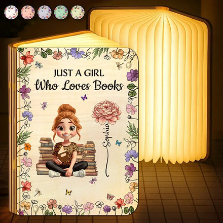 Just A Girl Who Love Reading - Personalized Book Lamp