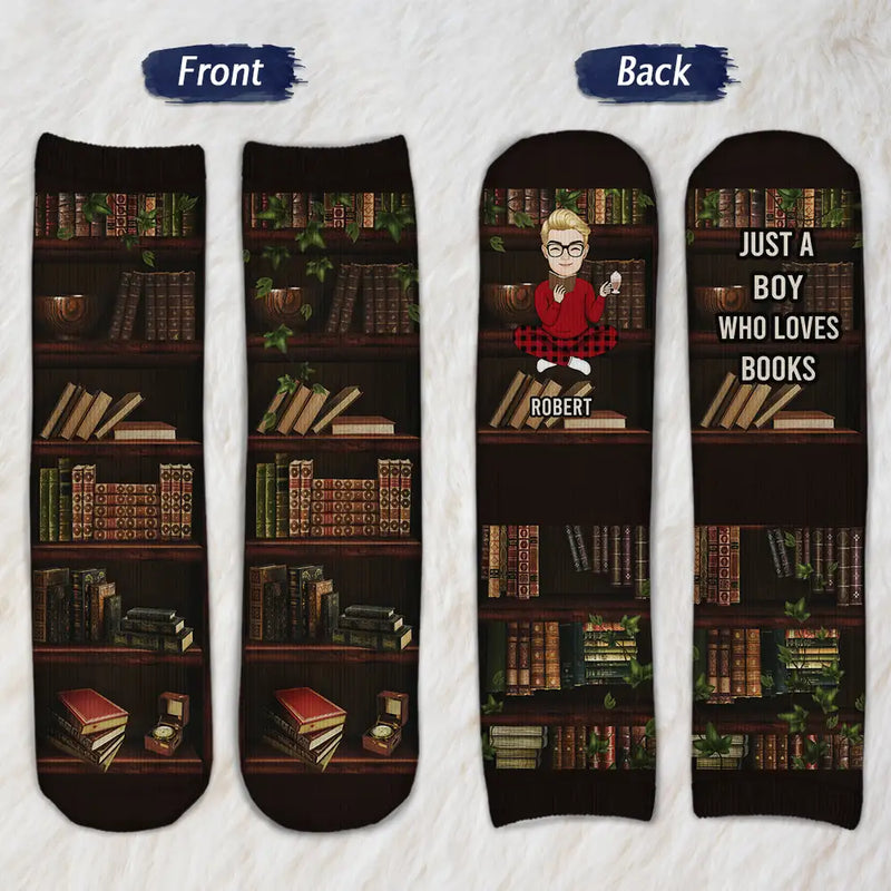 Gift For Yourself,Gift For Women,Reading,Happy,Gift For Men,Christmas - Just A Girl Who Loves Book - Personalized Socks