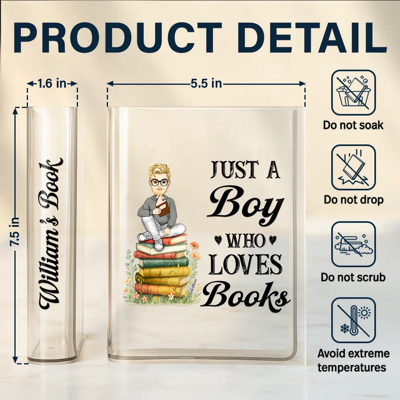Gift For Yourself, Gift For Women, Reading, Happy, Gift For Men - Just A Girl Who Loves Books - Personalized Acrylic Book Vase