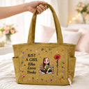 Happy,Gift For Wife,Gift For Girlfriend,Gift For Yourself,Gift For Women,Gift For Aunt,Gift For Mother,Gift For Grandma,Gift For Daughter,Gift For Sisters,Gift For Bestie,Reading - Just A Girl Who Loves Books - Personalized Corduroy Tote Bag