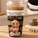 Christmas,Cozy,Reading,Gift For Yourself,Vector - Just A Girl Who Loves Books - Personalized Iced Coffee Sleeve