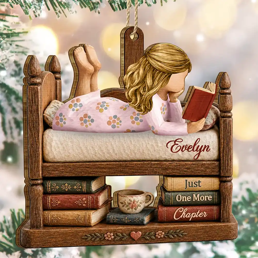 Confident,Christmas,Reading,Gift For Yourself,Gift For Women,Vector - Just A Girl Who Loves Books Bookish Gifts For Book Lovers - Personalized Custom Shaped Wooden Ornament