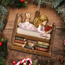Confident,Christmas,Reading,Gift For Yourself,Gift For Women,Vector - Just A Girl Who Loves Books Bookish Gifts For Book Lovers - Personalized Custom Shaped Wooden Ornament