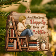 Confident,Christmas,Reading,Gift For Yourself,Gift For Women,Vector - Just A Girl Who Loves Books Bookish Gifts For Book Lovers 3D Wooden Carving Effect - Personalized Custom Shaped Wooden Ornament