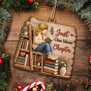 Confident,Christmas,Reading,Gift For Yourself,Gift For Women,Vector - Just A Girl Who Loves Books Bookish Gifts For Book Lovers 3D Wooden Carving Effect - Personalized Custom Shaped Wooden Ornament