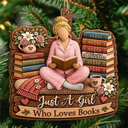 Confident,Christmas,Reading,Gift For Yourself,Gift For Women,Vector - Just A Girl Who Loves Books One More Chapter Bookish Gifts For Book Lovers - Personalized Custom Shaped Wooden Ornament