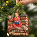 Confident,Christmas,Reading,Gift For Yourself,Gift For Women,Vector - Just A Girl Who Loves Books One More Chapter Bookish Gifts For Book Lovers - Personalized Custom Shaped Wooden Ornament