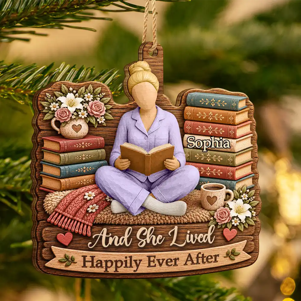 Confident,Christmas,Reading,Gift For Yourself,Gift For Women,Vector - Just A Girl Who Loves Books One More Chapter Bookish Gifts For Book Lovers - Personalized Custom Shaped Wooden Ornament