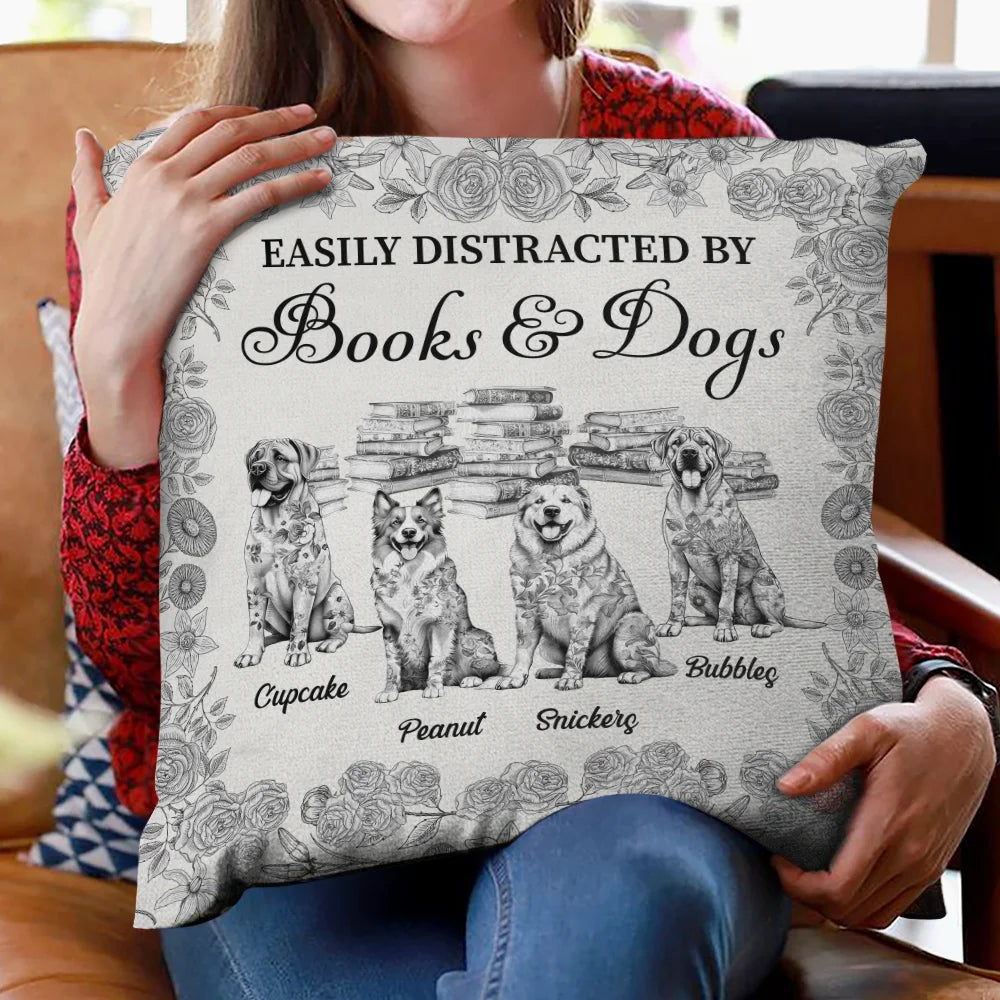 Reading,Cat Mom,Cat Lovers,Dog Lovers,Happy - Just A Girl Who Loves Books & Pets Toile De Jouy Pattern - Personalized Pillow